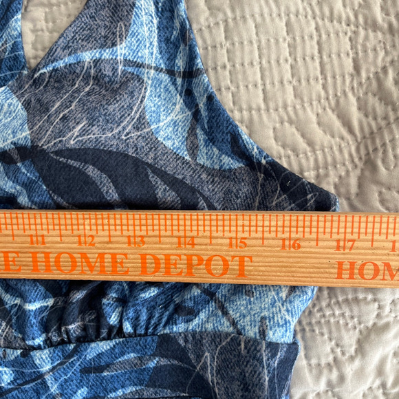 ZeroXposur Quick Dry Athletic Dress Medium Blue Palm Tropical Print Racerback - Picture 8 of 10